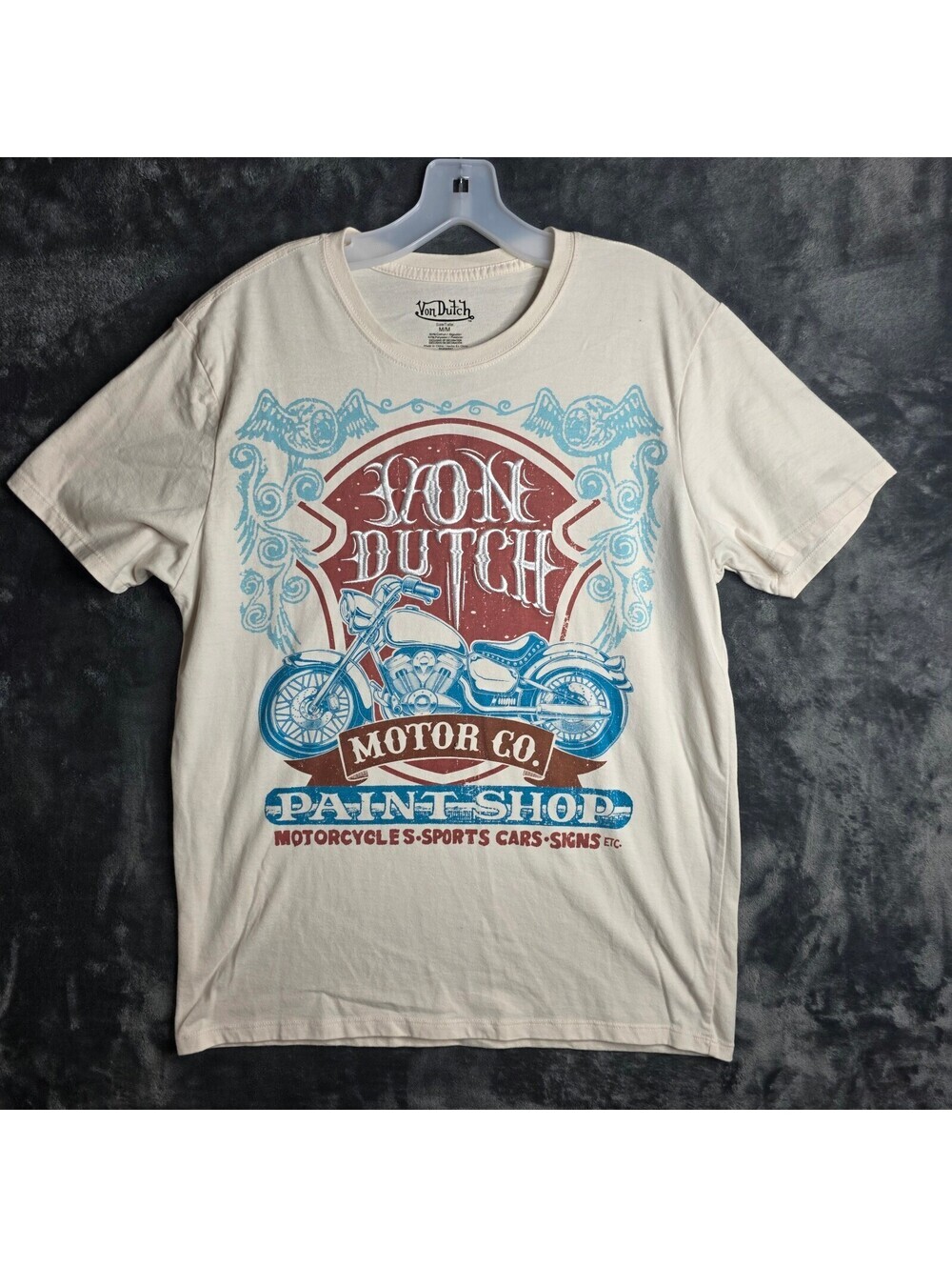 Von Dutch Motor Co Paint Shop Motorcycle Embroidered Tshirt Sz Medium